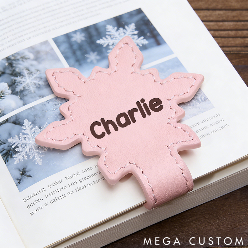 Personalized Leather Snowflake Bookmark Custom Engraved Bookmark