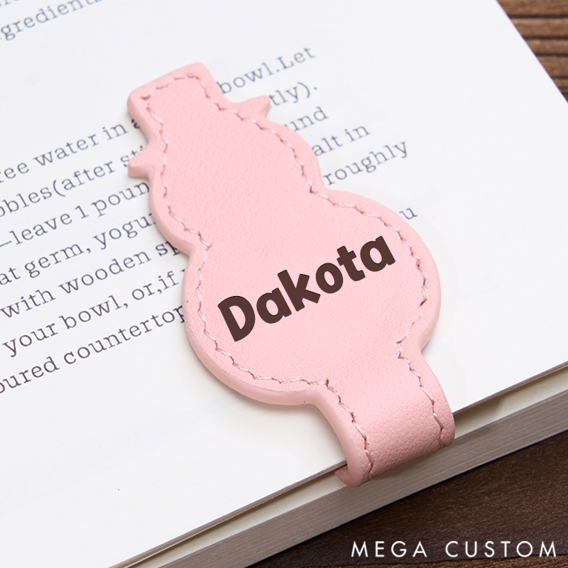 Personalized Leather Snowman Bookmark Custom Engraved Bookmark