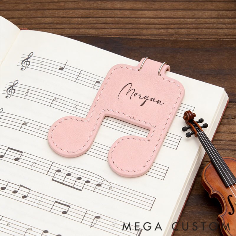 Personalized Leather Music Symbol Bookmark Custom Engraved Bookmark