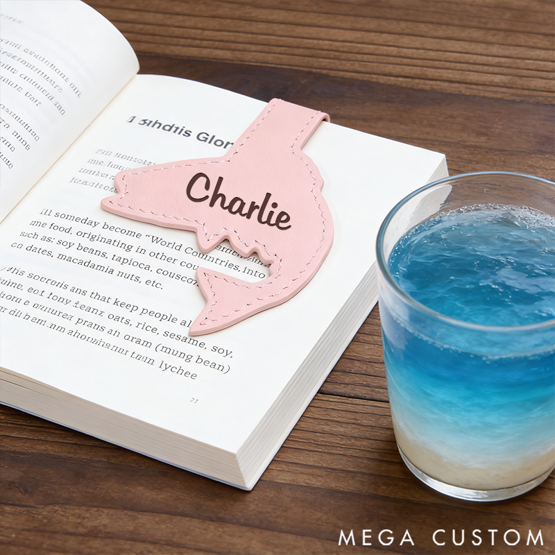 Personalized Leather Fish Symbol Bookmark Custom Engraved Bookmark