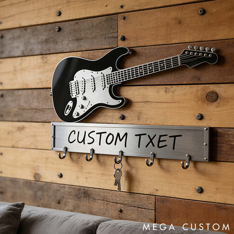 Personalized Metal Guitar Music Key Hook Gift for Music Lovers