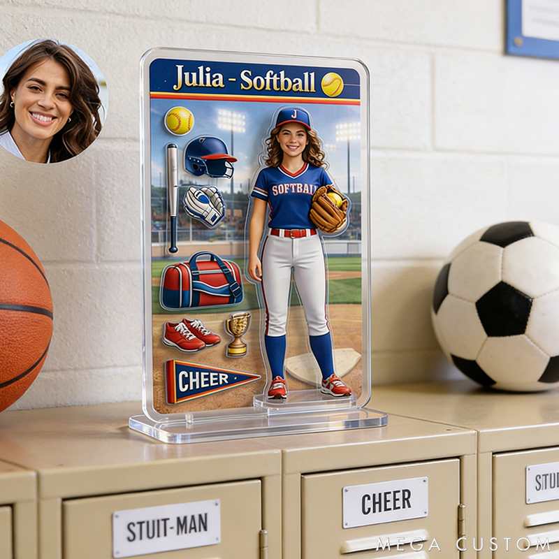 Personalized Softball Theme Acrylic Decor Custom Photo the Perfect Gift for Softball Fans