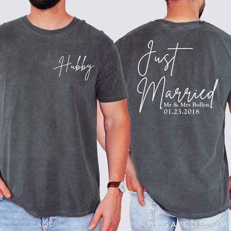 Personalized Comfortable Front-and-Back Printed Newlywed Honeymoon T-Shirt The Perfect Valentine's Day Gift