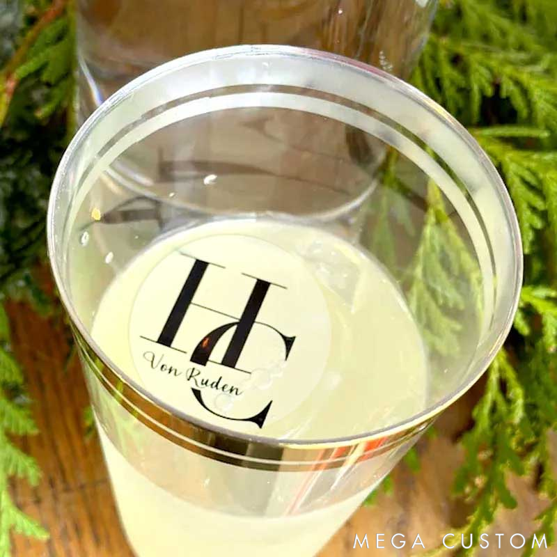 Personalized Edible Clear Circle Wedding Drink Toppers Custom Edible Drink Topper