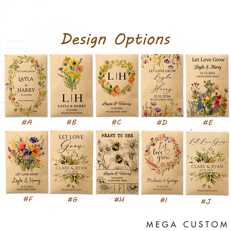 Personalized Eco-Friendly Wildflower Seed Packets Perfect Wedding Favors and Bridal Shower Gifts