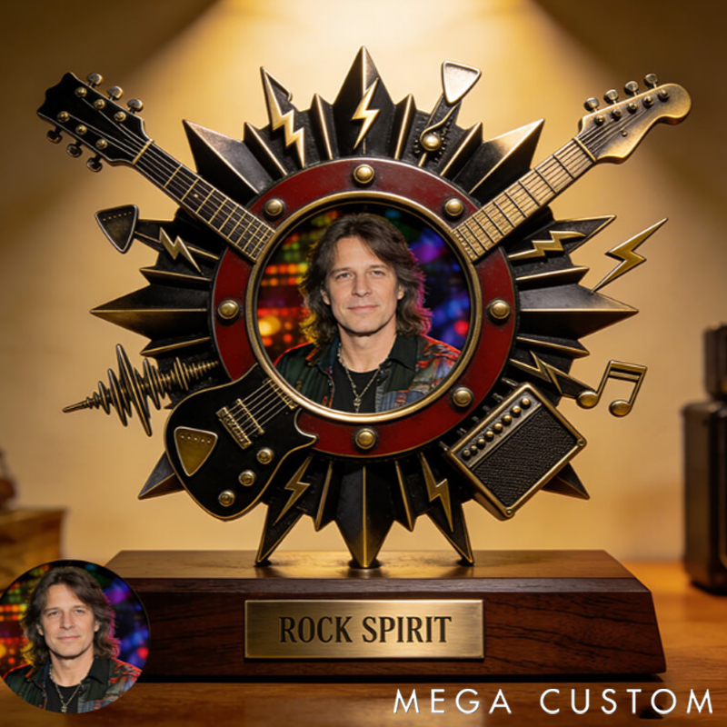 Personalized Rock and Roll Themed Commemorative Photo Frame/Display Piece Gift for Music Lovers