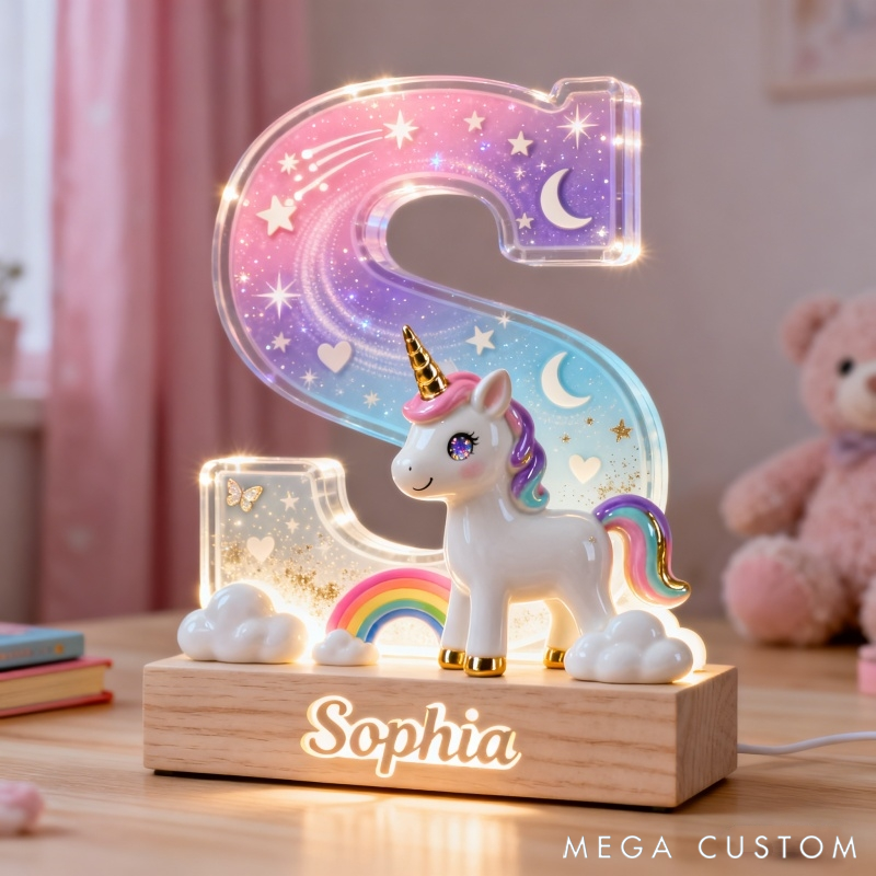 Personalized Colorful Pony Initial Night Light Children's Day Gift