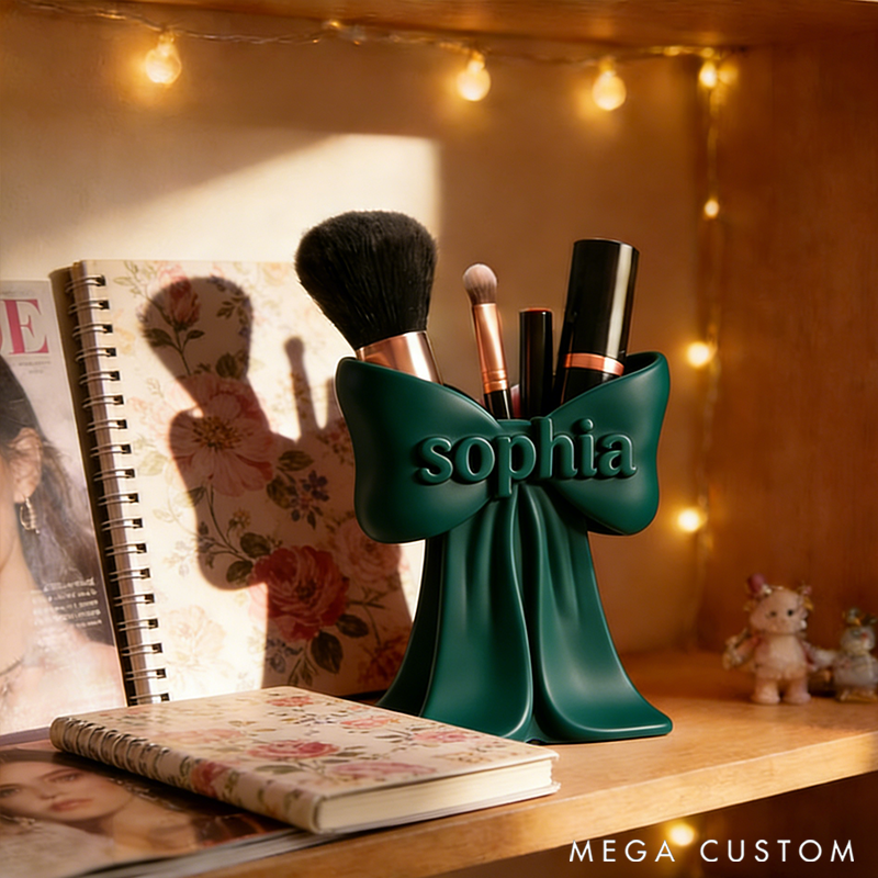 Personalized Bow-Tie Cosmetic Storage Dressing Table Makeup Brush Organizer