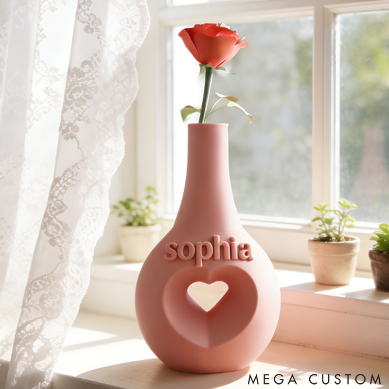 Personalized Hollow Heart Shaped Vase the Perfect Valentine's Day Gift