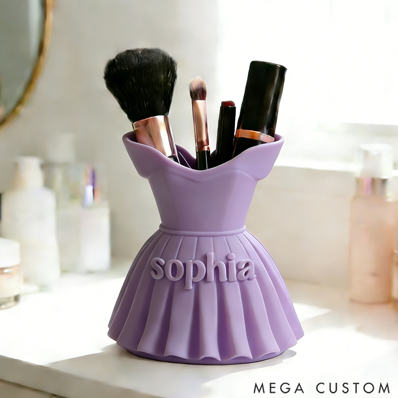 Personalized Mini Dress Shaped Makeup Brush Organizer
