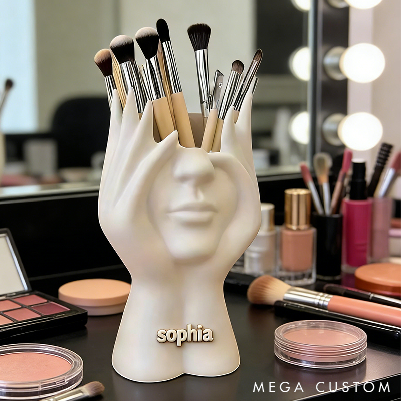 Personalized Creative Body Art Storage Rack with Dual Functionality as Makeup Brush Holder and Pencil Holder