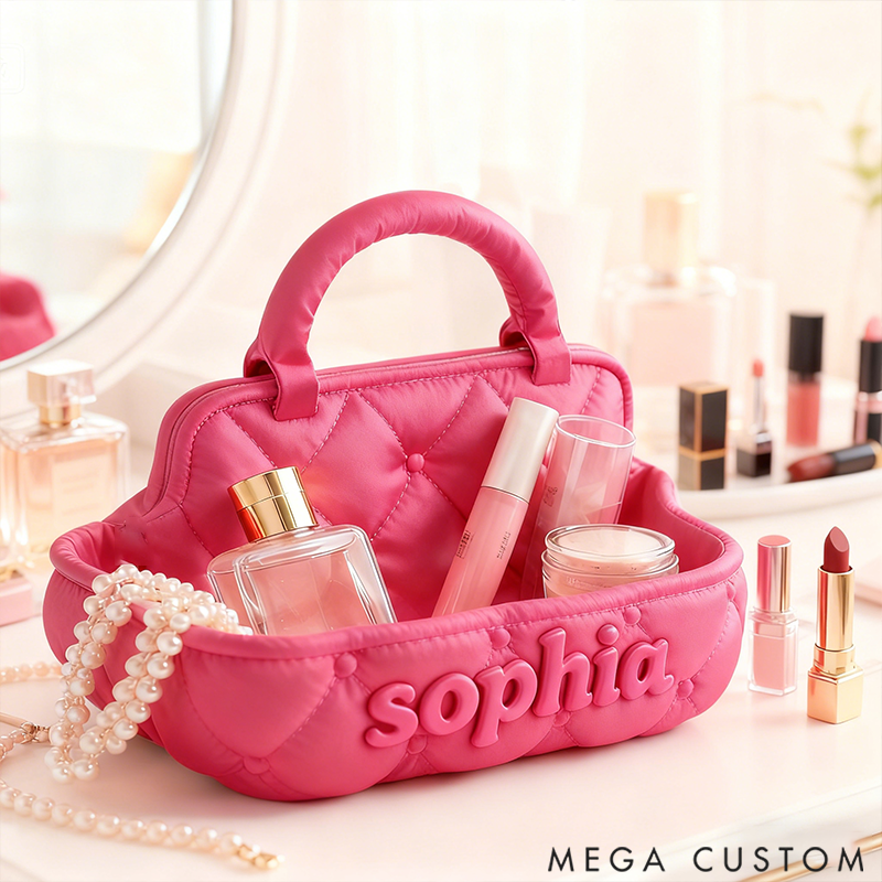 Personalized Handled Quilted Makeup Tray 3D Printed Design