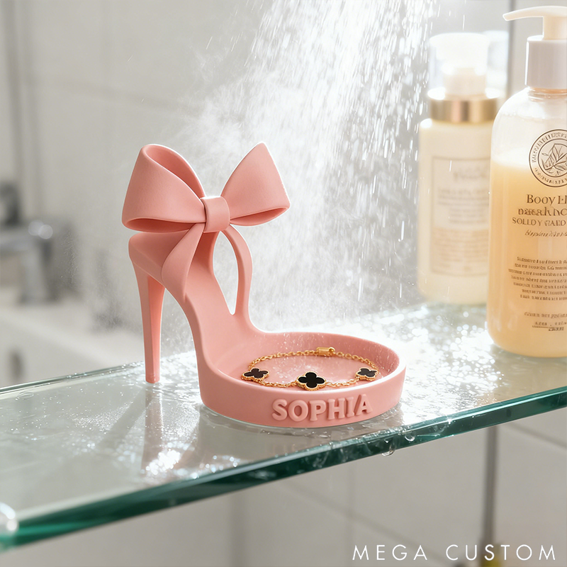 Personalized High-Heel Jewelry Tray Bow-Shaped Jewelry Holder 3D Printed Vanity Tray Cute Ring Dish