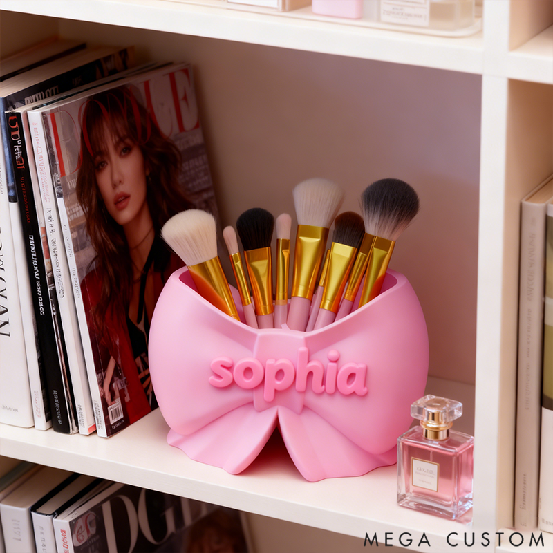 Personalized Bow-Shaped Makeup Brush Organizer and Pencil Holder 3D Printed Design