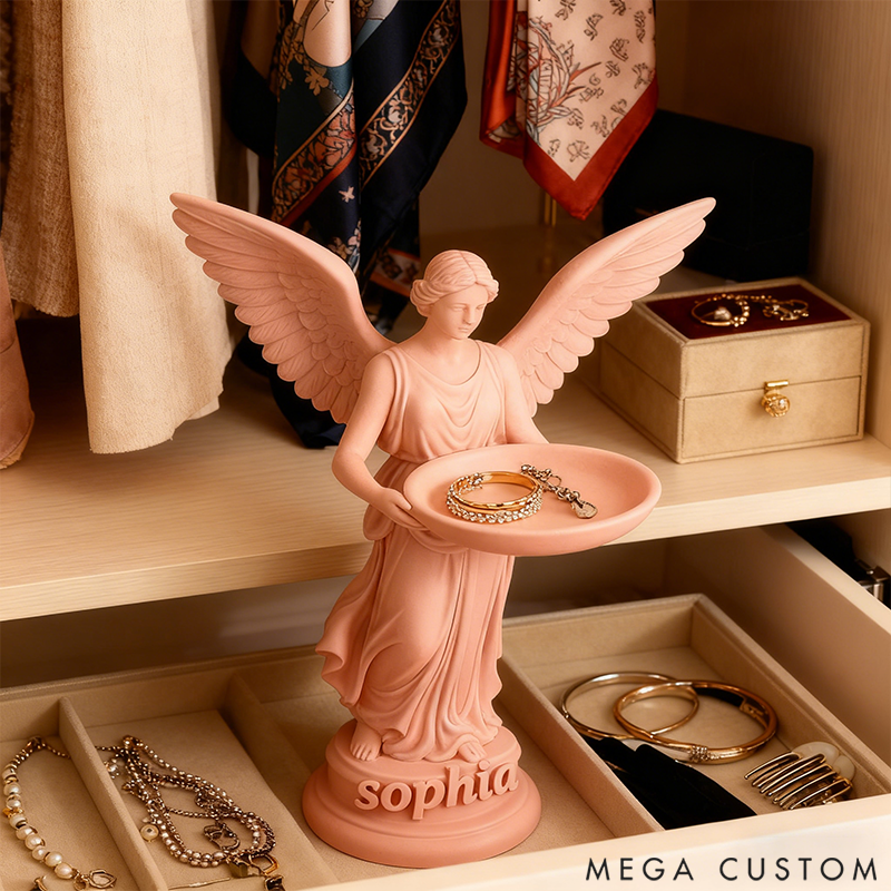 Personalized Angel Ring Holder Elegant Angel Jewelry Stand Religious Angel Decorative Figurine