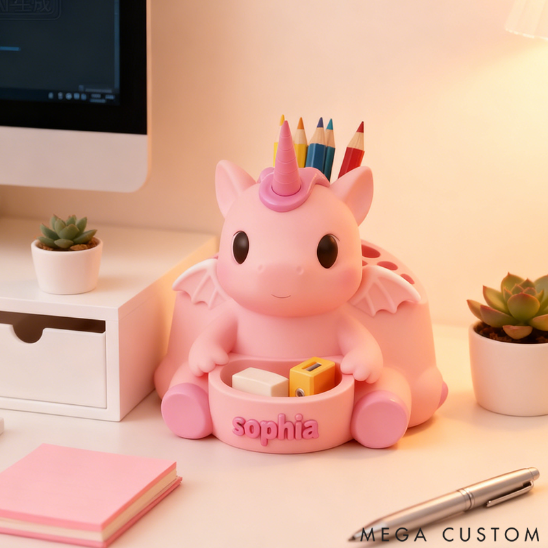 Personalized Pink Pony Pencil Holder Adorable Pencil Organizer Stand Children's Desktop Decor 3D Printed