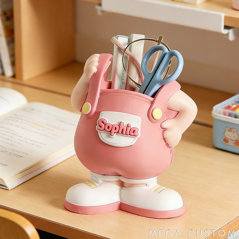 Personalized Overalls Lucky Cute Boy Girl Pencil Holder Valentine's Day Gift for Couples