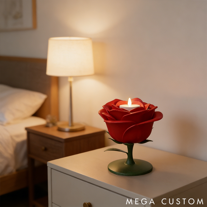 Rose Candle Holder 3D Printed Floral Candle Holder for Romantic Table Decor