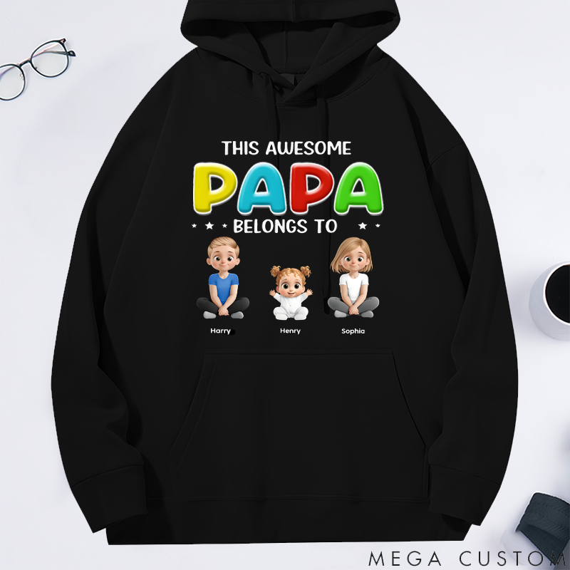 Personalized this Awesome Daddy Belongs to Me Classic Hoodie Gift for Dad Grandpa