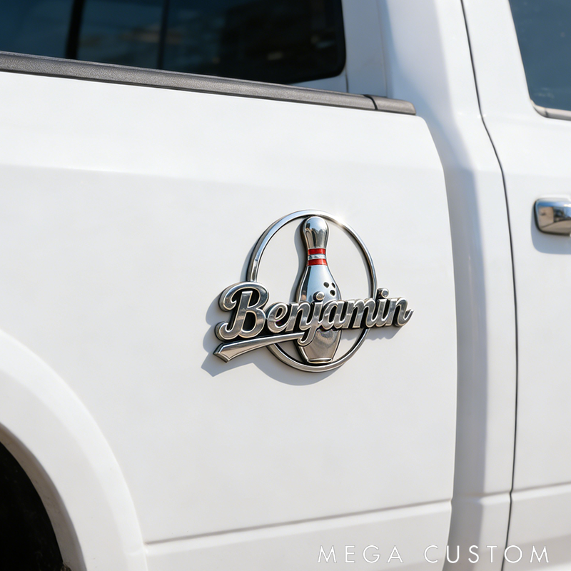Personalized Bowling Ball Car Badge Instantly Adds Exclusive Style to Your Vehicle