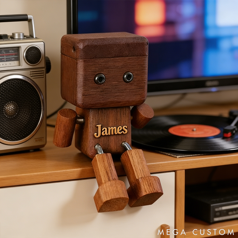 Personalized Wooden Robot Figurine Minimalist Desktop Decor Wooden Toy Gift