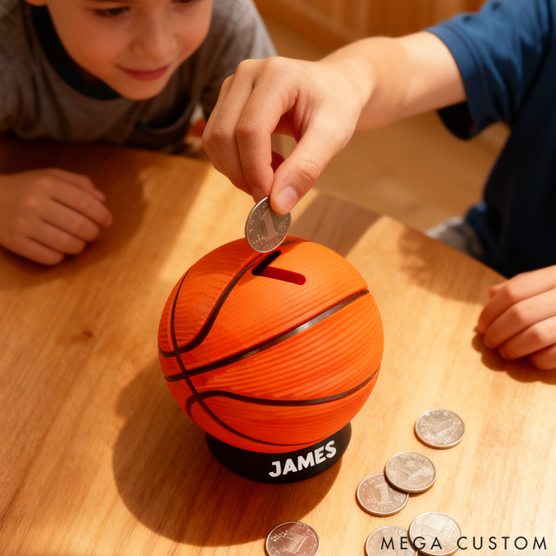 Personalized Basketball Piggy Bank Birthday Gift for Sports Fans and Basketball Lovers