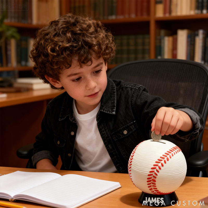 Personalized Baseball Piggy Bank Birthday Gift for Sports Fans and Baseball Lovers 3D Printer Piggy Bank