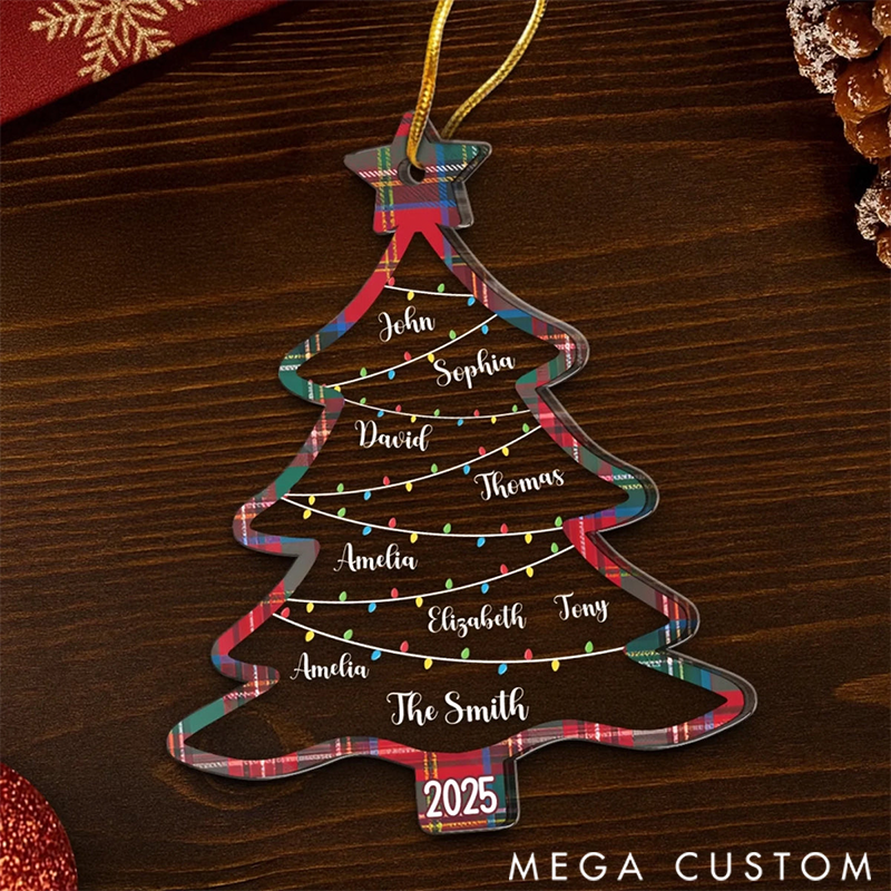 Personalized Family Roots Festive Fruits Christmas Acrylic Ornament Gifts for Mom Dad Kids