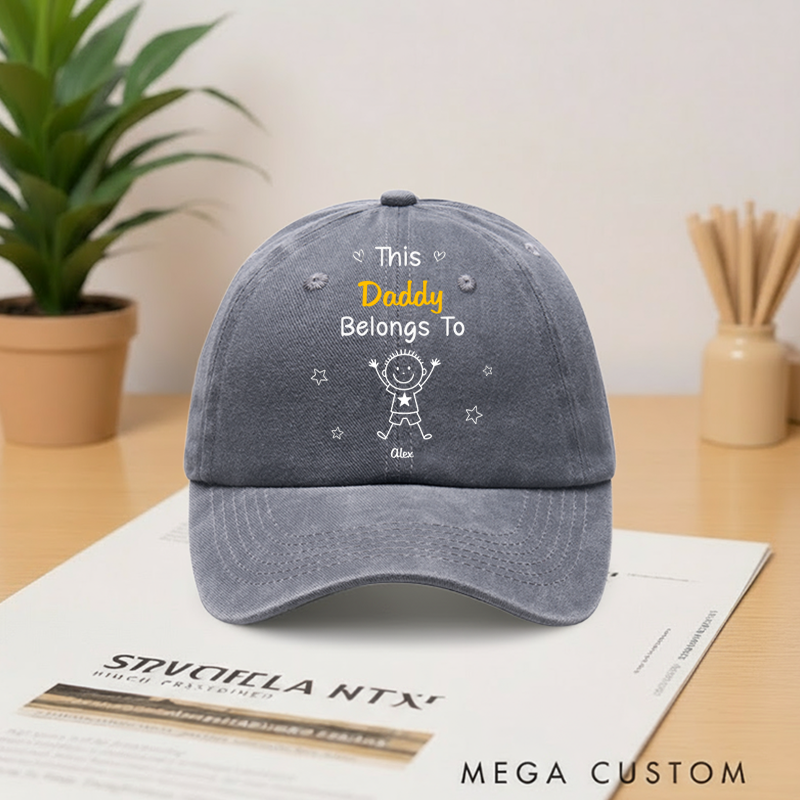 Personalized My Crew Makes Me Smile Vintage Washed Denim Baseball Cap Gifts for Dad Grandpa