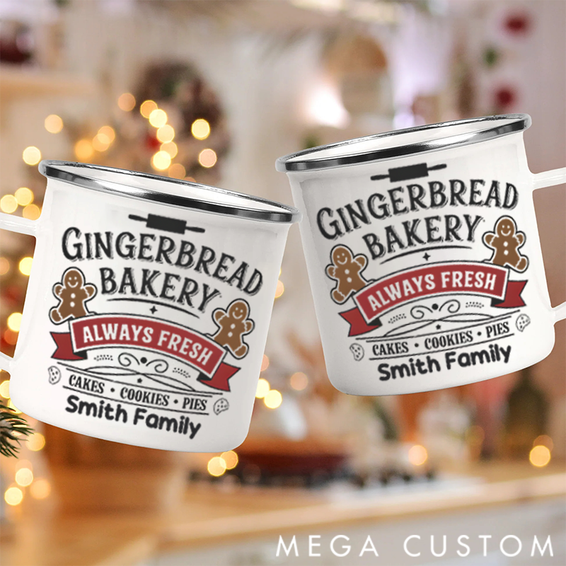 Personalized Family Christmas Enamel Mug Heartwarming Holiday Surprise