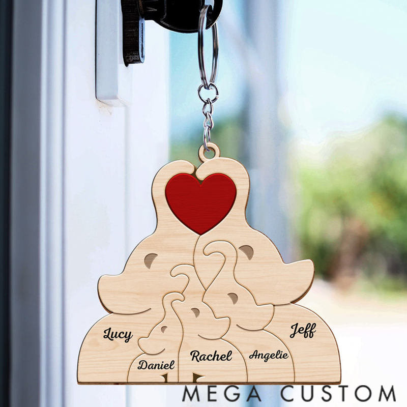 Personalized Love Elephant Family Acrylic Keychain Gift for Family