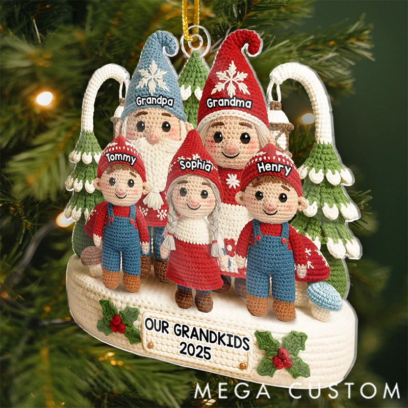 Personalized Together We Celebrate Christmas Joy Crochet Gnome Acrylic Ornament