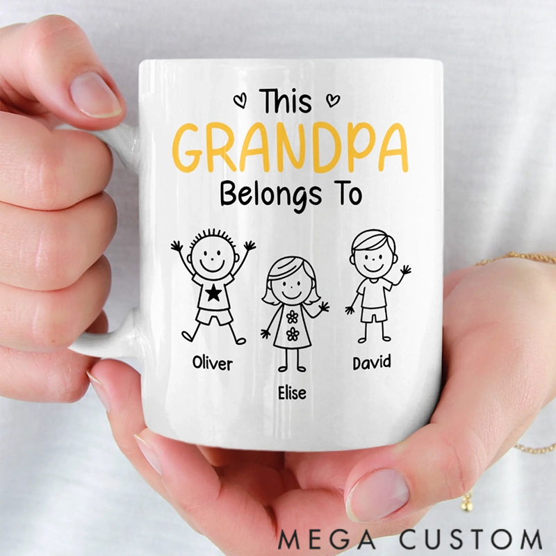 Personalized this Grandpa Belongs to Kids Mug Gifts for Dad Grandpa