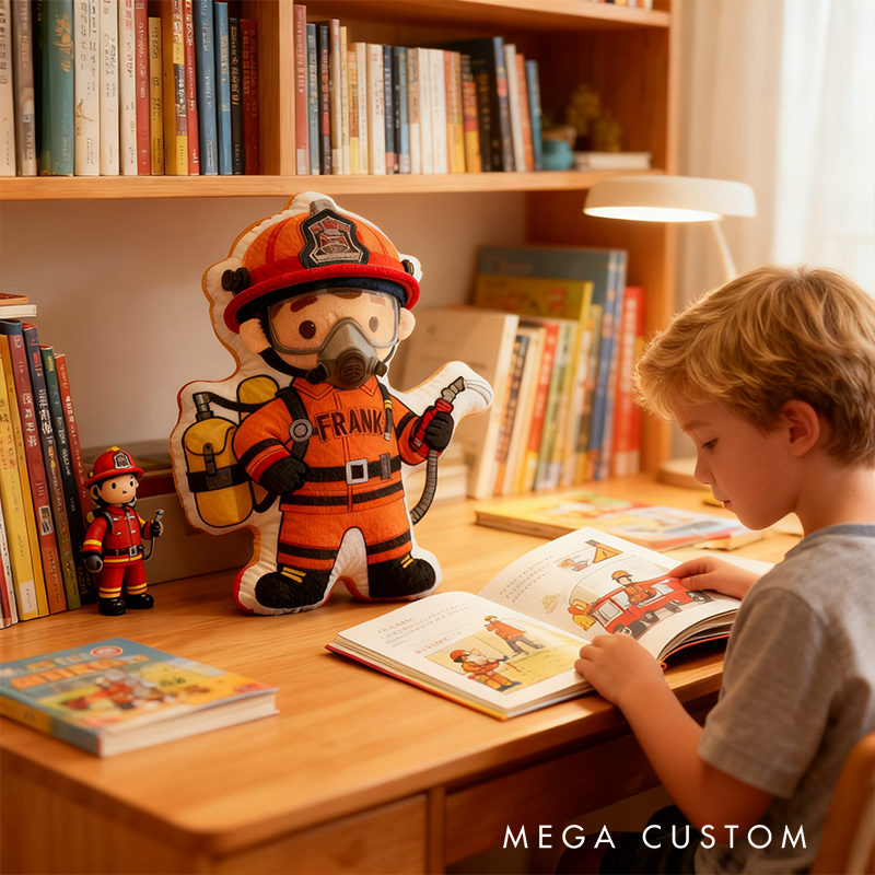 Personalized Cute Firefighter Pillow with Custom Name Pillow 