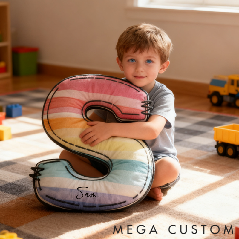 Personalized Rainbow Alphabet Shaped Pillow Graphic 3D Print