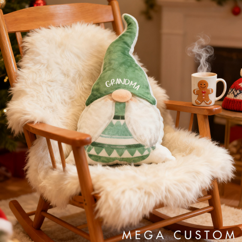 Personalised Gnome Family Shaped Pillow Christmas Gift for Family 3D Printed Design