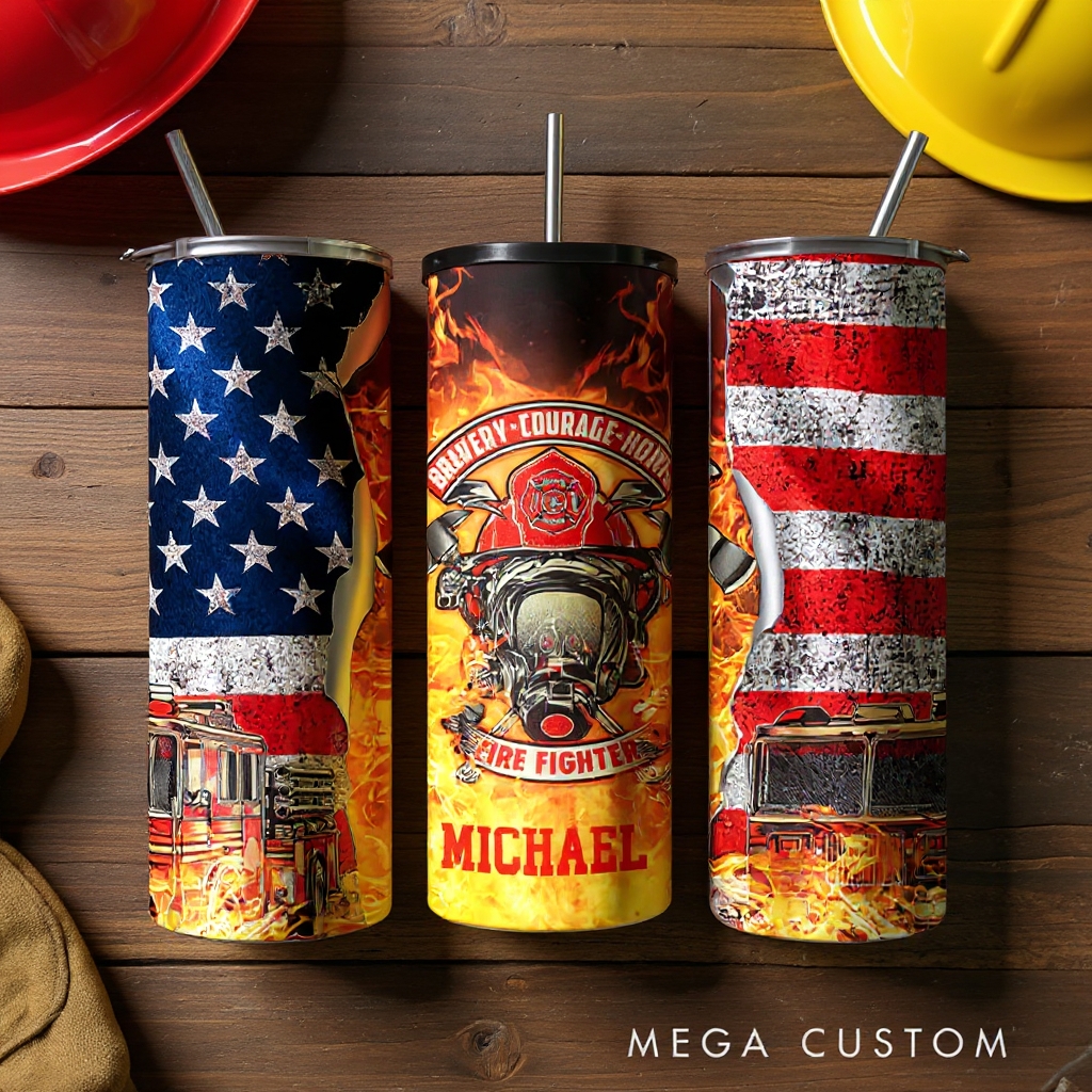 Personalized Firefighter 20-ounce Tumbler Fire Tumbler 20-ounce Insulated Tumbler Stainless Steel Tumbler