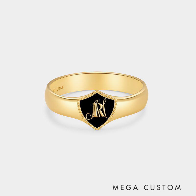 Personalized Sterling Silver Monogrammed Shield Signet Ring Jewelry Gift Gift for Him