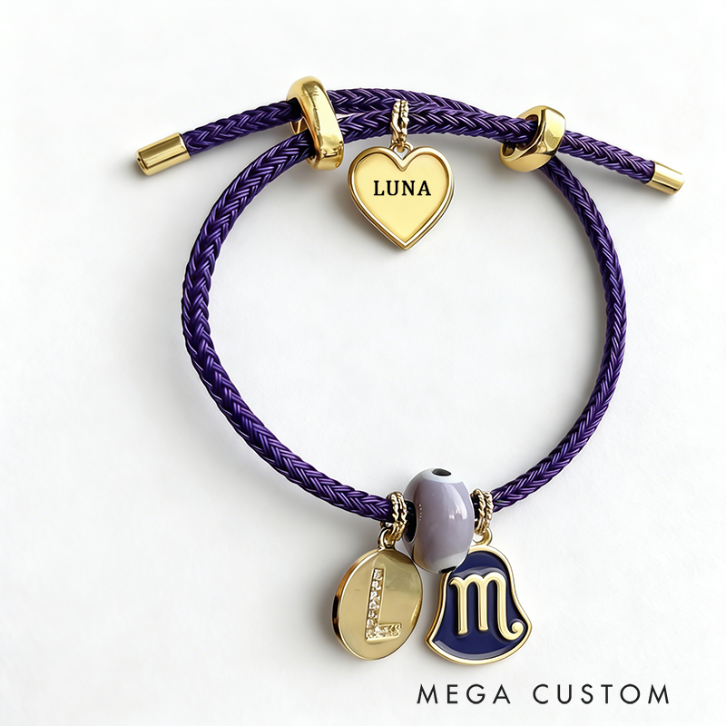 Personalized Zodiac Initials Couple Bracelet Engraved Constellation Charm Gift for Lovers Romantic Connection