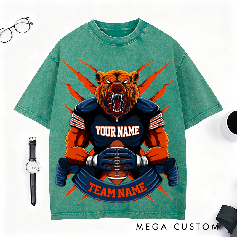 Personalized Fierce Bear Football T-Shirt Unleash Your Team Spirit in Style