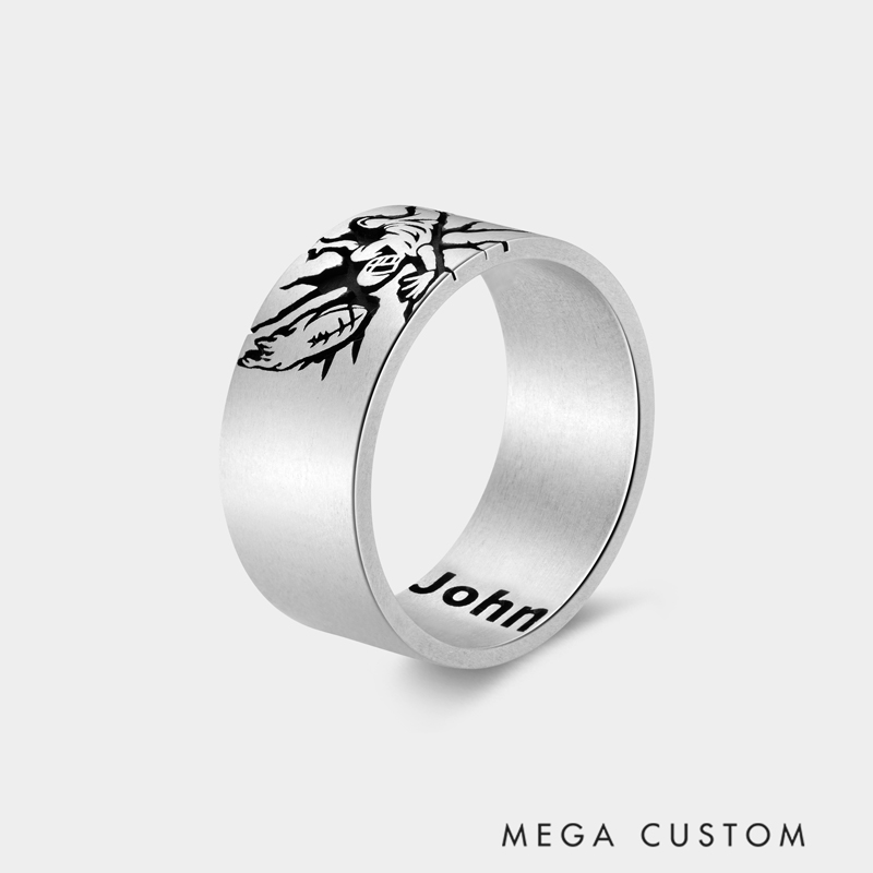 Personalized Sterling Silver Rugby Player Burst Ring Jewelry Gift 925 Sterling Silver 