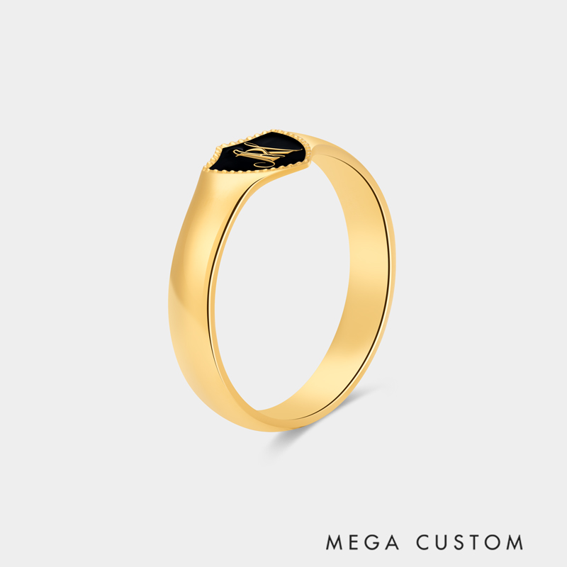 Personalized Sterling Silver Monogrammed Shield Signet Ring Jewelry Gift Gift for Him