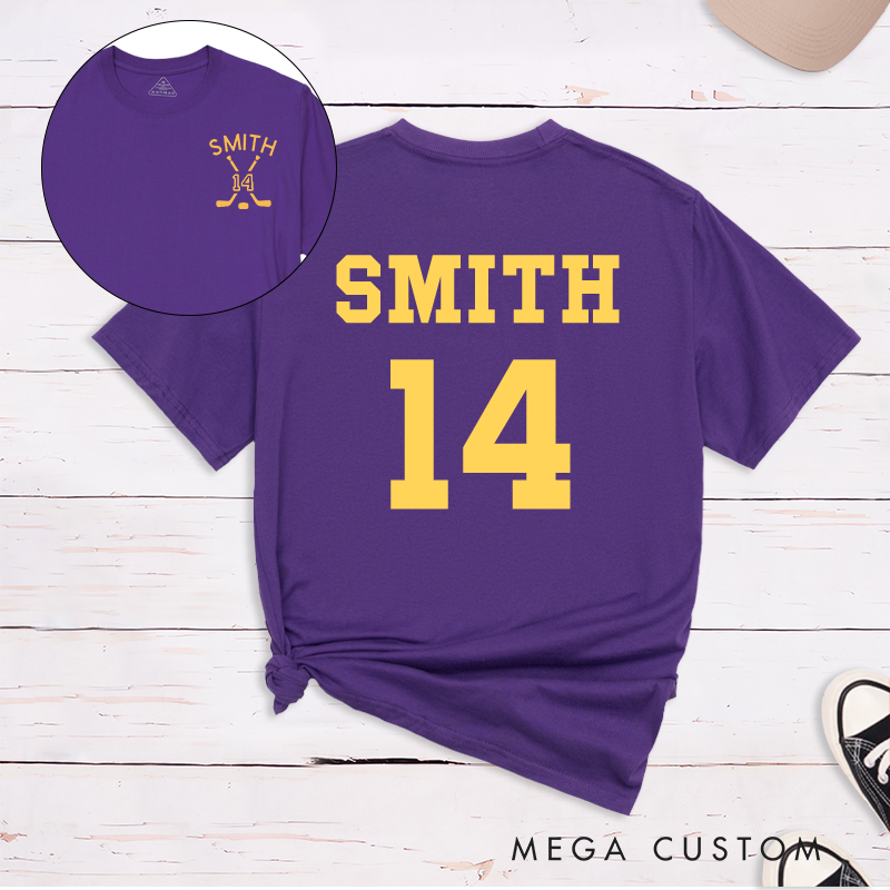 Personalized Ice Hockey T-Shirt With Custom Name and Number