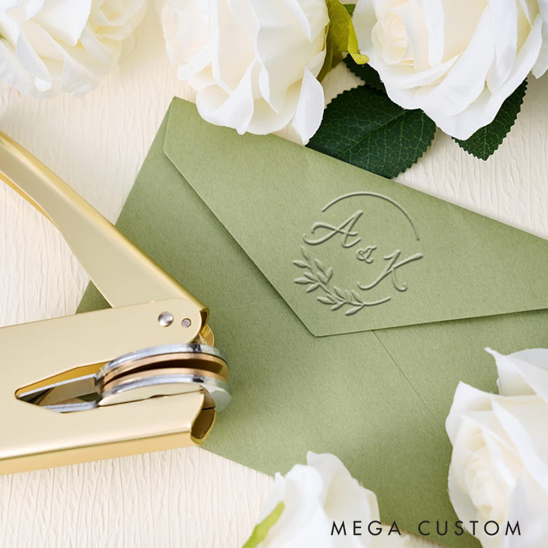 Personalized Wedding Book Embosser Stamp with Initial and Name Wedding Gift for Couples Newlyweds