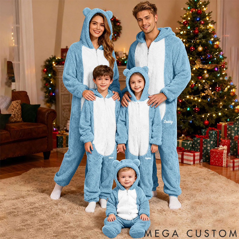 Personalized Fluffy Romper Family Matching Christmas for Family, Onesie Pajamas Women, Men