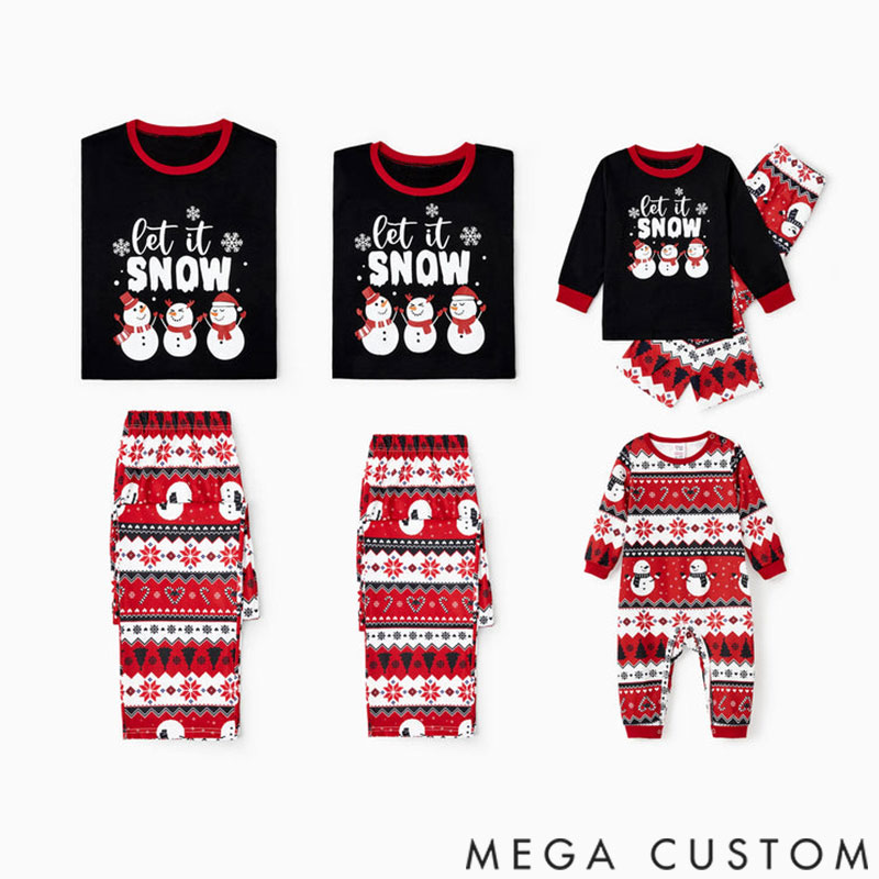Personalized Christmas Family Pajamas Set Snowman Sets for Family