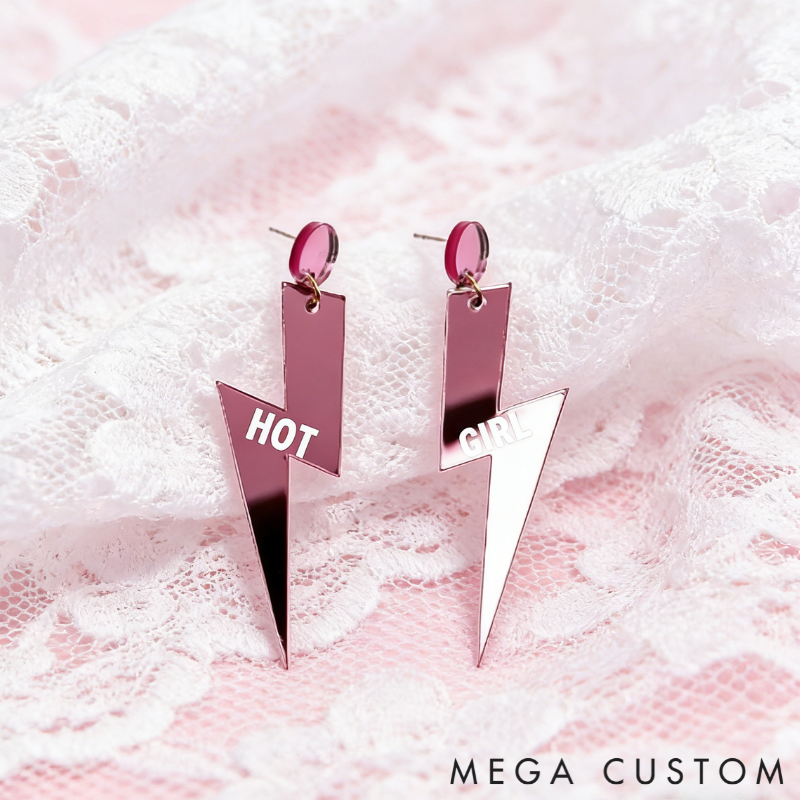 Personalized Multi-Color Lightning Bolt Earrings Edgy Statement Gift for Fashion Girls