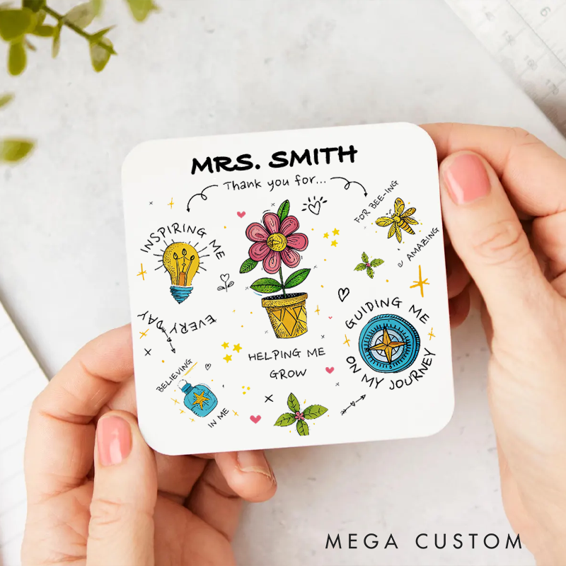 Personalized Coasters for Teachers Thank You for Guiding Me on My Journey Appreciation Gift for Teachers