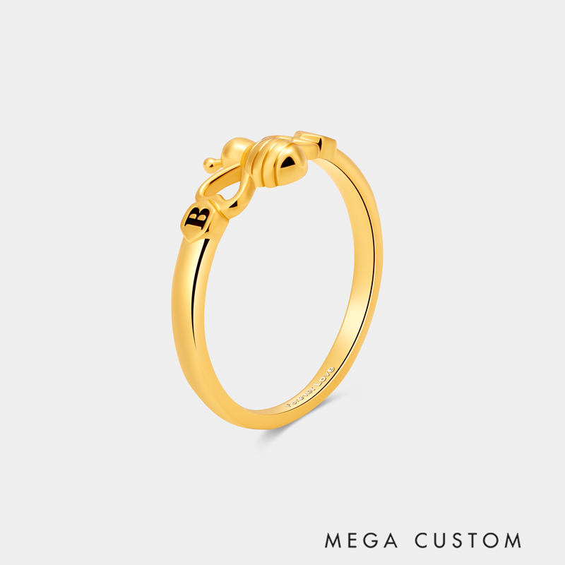 Personalized Bee Couple Rings A Gift for Your Beloved 925 Sterling Silver Necklace