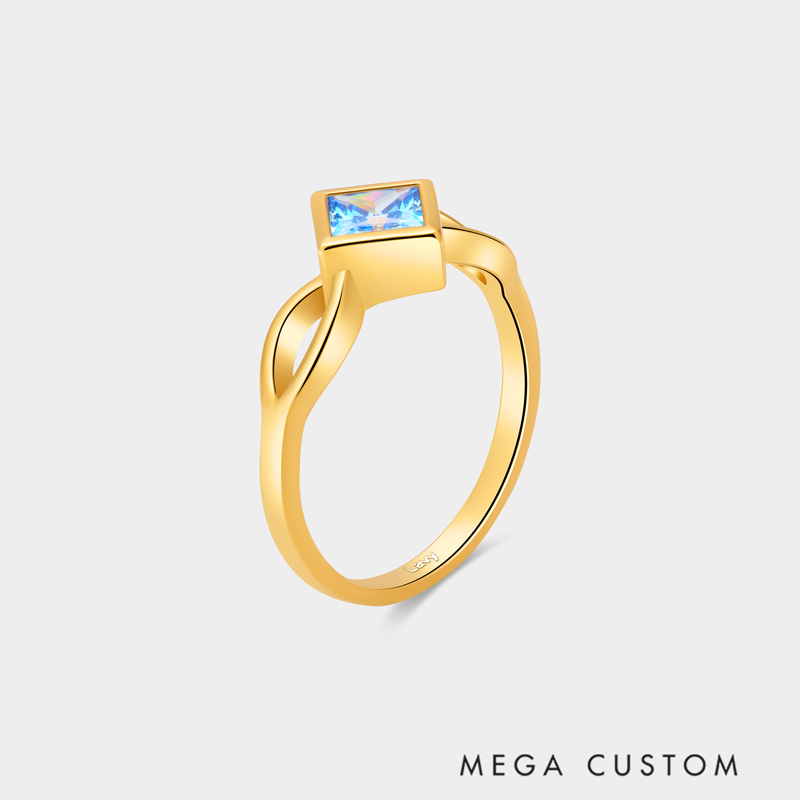 Personalized Twist Sugar Cube Ring A Gift for Your Beloved   925 Sterling Silver Necklace